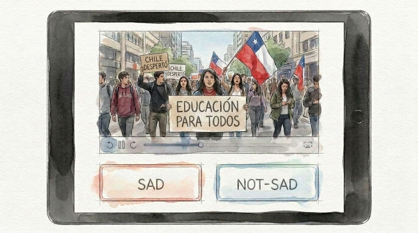 Annotation tablet asking: sad or not-sad?
